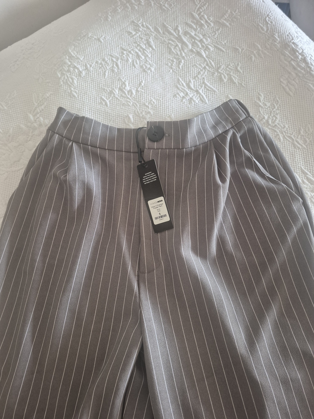 Woman Grey Pinstripe Dress Pants